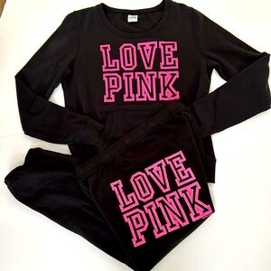 Vintage Pink Victoria’s Secret black and neon pink 2 piece set